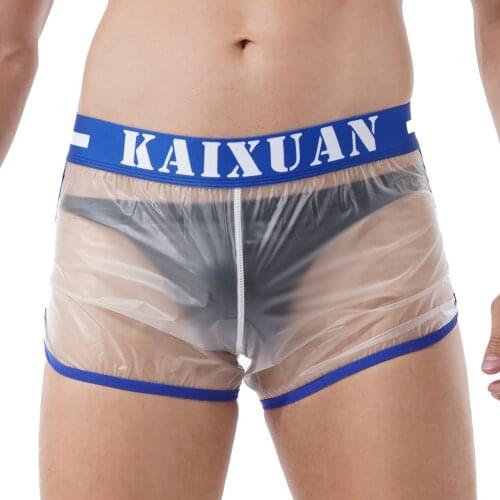 Summer New Fashion Men Transparent Boxer Shorts Swimwear Holiday Beachwear See-through Swimming Trunks Swimsuit Large Size Loose