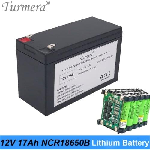 Turmera 12V 17Ah Lithium Rechargeable Battery Use NCR18650B 3400mAh Cell 40A BMS to Electric Pump Uninterrupted Power Supply 12V