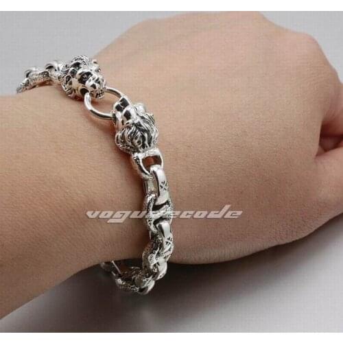 Various Lenght 925 Sterling Silver King Lion Mens Bracelet 8G011