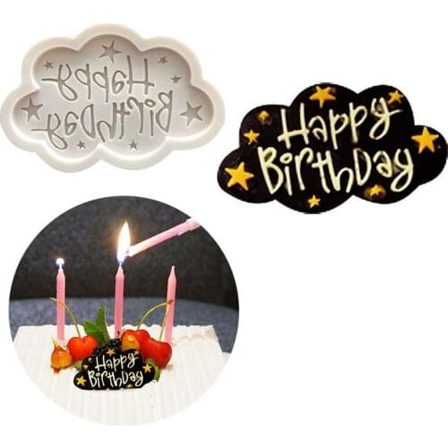 New Style Silicone Creative Happy Birthday Cake Decoration Mold DIY Cloud Shape Fondant Mould Chocolate Sugarcraft Gumpaste Tool