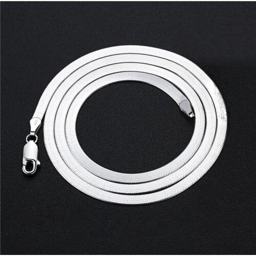 Silver 925 Necklaces For Men Women 4mm Snake Chain Link Necklace Collier Choker 18inch Fashion Jewelry Accessories Party Gifts