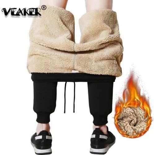 Thick Fleece Pants Mens Winter Trousers Pantalon Homme Casual Thick Velvet Warm Cashmere Sweatpants Autumn Joggers Pants M-4XL
