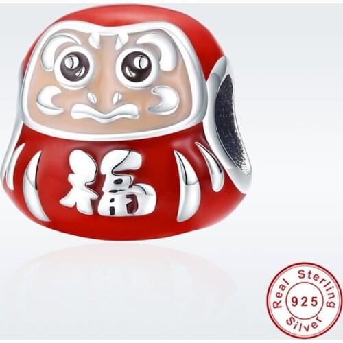 Fit Europe Bracelet Original 925 Sterling Silver Cute Red Dharma Tumbler Charms S925 Stamp Monkey Cartoon Beads for Necklace