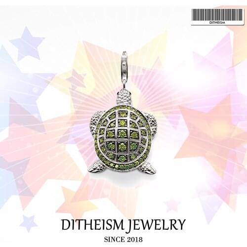 Green Turtle Charms Pendant,2018 Fashion Jewelry 925 Sterling Silver Gift For Women Men Boy Girls Fit Bracelet Necklace Bag