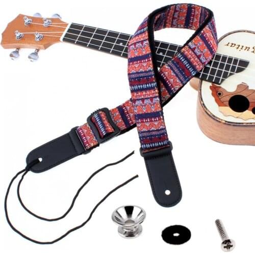 Adjustable 75-130cm Ukulele Guitar Strap Cotton Leather Sling Belt Buckle with Tail Nail 3 color for option