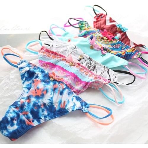 Sexy Women Underwear Nylon Printed Pantie G String Strappy T Back for Female Low Rise Ladies Briefs Black Lingerie Tanga