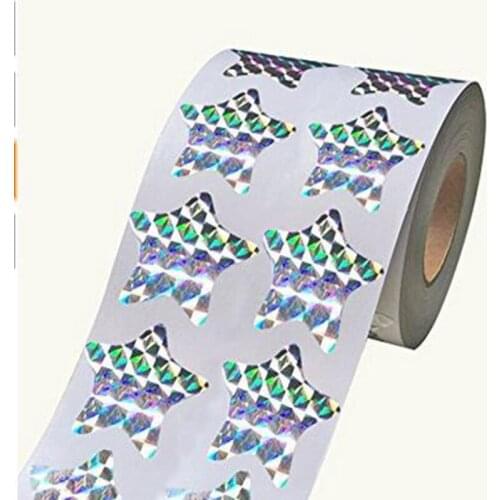 Grid Laser Glitter Star Shape Stickers Self-Adhesive Sticker Label Shiny Metallic Foil Label For Teacher Supplies