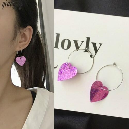Cute Love Circle Earrings Earrings Personality Sequins Women Gift Manufacturers Selling Earrings Earings Fashion Jewelry 2017