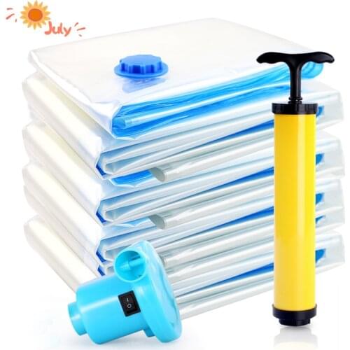 Vacuum Storage Bags for Clothes with Electronic Pump Foldable Compressed Organizer Vacuum Seal Bag Clothing Storage Saving Space