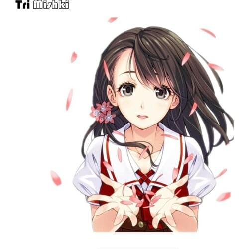 WCS990 Girl throwing petals car sticker PVC colorful Decals Waterproof sticker on Car Body Rear Window