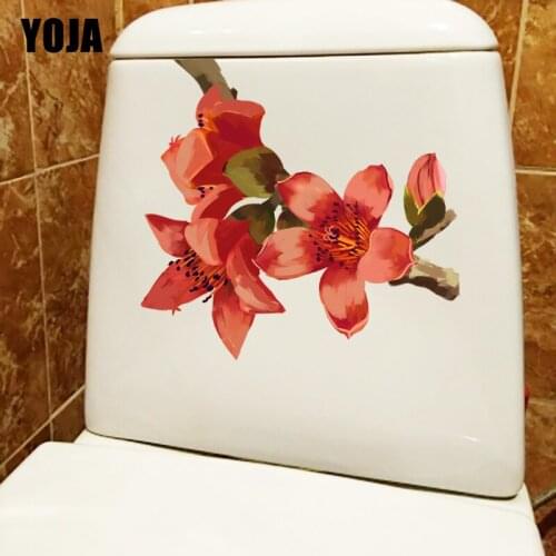 YOJA 19.6X20.7CM Red Kapok Fashion WC Sticker Toilet Classical Art Home Wall Decor Decal T1-1631