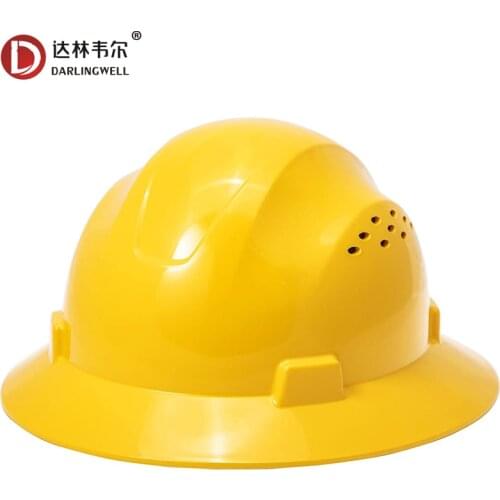 Full Brim Hard Hat Breathable Vents Safety Helmet High Strength Work Cap Shading Construction Railway Metallurgy Mine