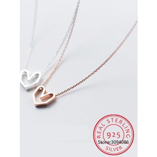 Gold Color Geometric Heart Choker Necklace Charm Sexy 100% 925 Sterling Silver Pendant For Women Party Jewelry Gift