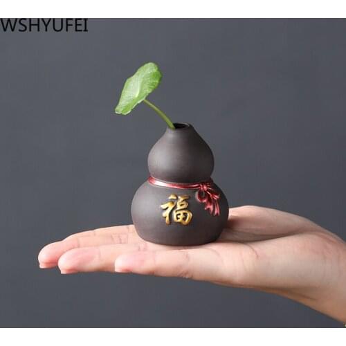 1 PCS Creativity Purple Clay Fingertip Tea pet Mini Ornament desktop Art flower vases Tea table Accessories Handmade Crafts