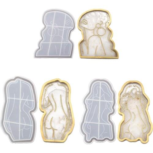 1Pc Tray Resin Earring Girl Shape Silicone Coaster Mould UV Epoxy Gloss Casting Mold For DIY Jewelry Craft Making Decorations