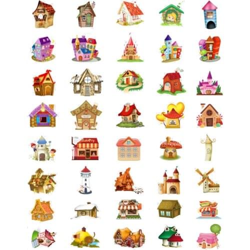 1 Pack (40 pcs stickers) Fairy Town Houses Decorative Dairy Notebook Stickers Hand Account Decoration