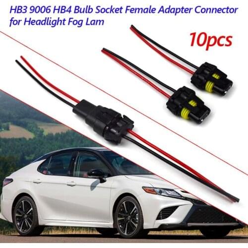 10pcs 9005 HB3 9006 HB4 Bulb Sockets Female Adapter 12V-24V Excellent Durable ABS Copper Wire for Headlight Fog Light