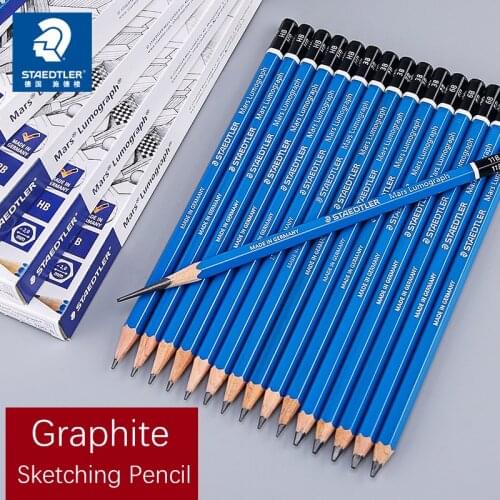 12pcs STAEDTLER Sketch Graphite Pencil Mars Lumograph 100 Professional Drawing Sketching Art Supplies 19 Lead Grade Available