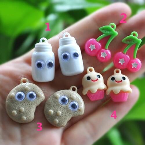 20pcs best friends cookie cherry cupcake resin charms necklace pendant keychain charms for DIY decoration