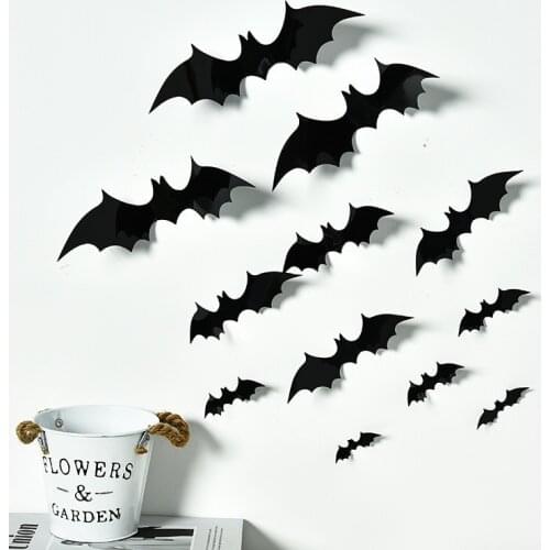 3D Black PVC Waterproof Bat Halloween Decoration Party DIY Decor Bar Room Halloween Party Scary Decos Props Wall Sticker