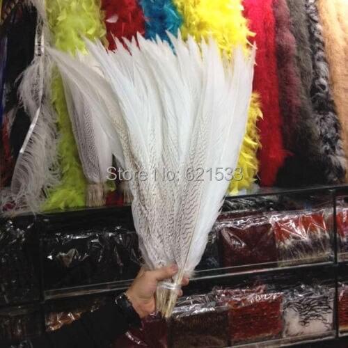 50Pcs/lot!14-16inches 35-40cm long Silver Pheasant Feathers,NATURAL Silver Pheasant Tail Feathers,loose feathers