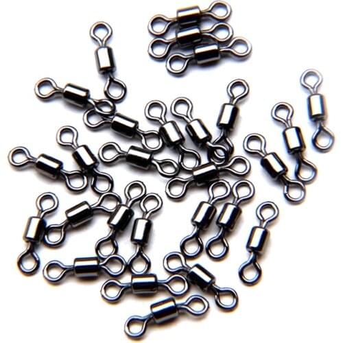 50pcs/bag Stainless Steel Ball Bearing Swivel Solid Rings Fishing Connector Sea Ocean Boat Fishing Hooks Accessories PJ89