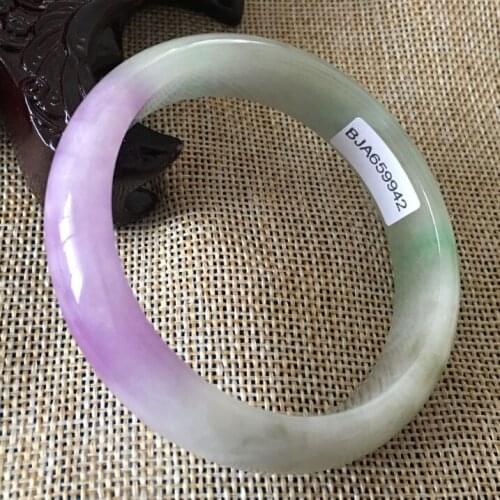 57.5mm Certified (Grade A) Natural Green Jadeite JADE Bracelet Bangle 59942