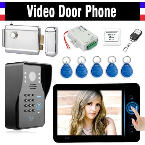 7" Wireless Video Doorbell Kit Video Intercom Door Phone with Code RFID Keyfob Electronic Lock wireless controller Exiit Button