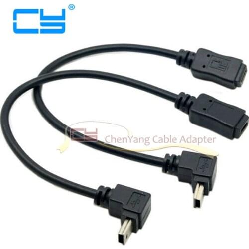 90 Degree Up & Down Direction Angled Mini USB 5 Pin Male to Female Extension0.2m Cable
