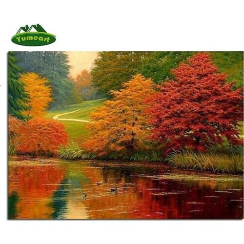 Diamond Embroidery Autumn Scenery 50x40 Diy Square Drill Diamond cross stitch Rhinestone Pasted painting Crafts Needlework Home