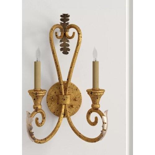 American retro wrought iron wall lamp villa living room background wall decoration corridor lamp study bedroom lighting