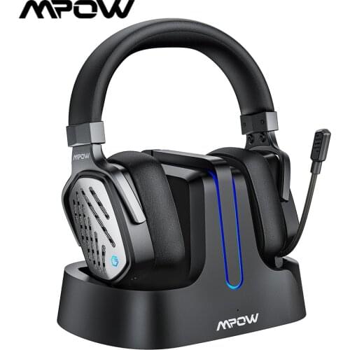 Mpow T1 Wireless Gaming Headset with Base Station Surround Sound Gaming Headphone with Noise Cancelling Mic for PC, PS4, Xbox