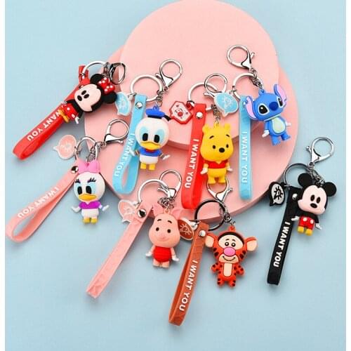 Disney Cartoon Epoxy Mickey Minnie Stitch Keychain Bag Pendant Crane Machine Jewelry doll toys