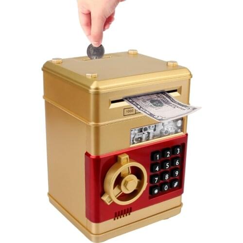 Electronic Piggy Bank Auto ATM Password Money Boxes Scroll Paper Banknote Gift For Kids Automatic Deposit Cash Coins Saving Box