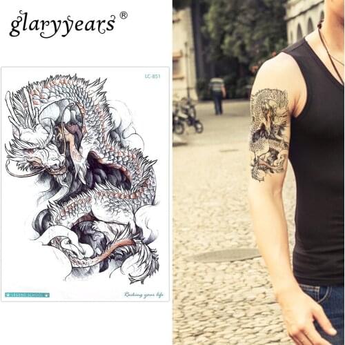 Glaryyears 15*21cm Temporary Tattoo Sticker Fake Tatoo Dragon Flash Tatto Waterproof Small Body Art Men Women LC-851