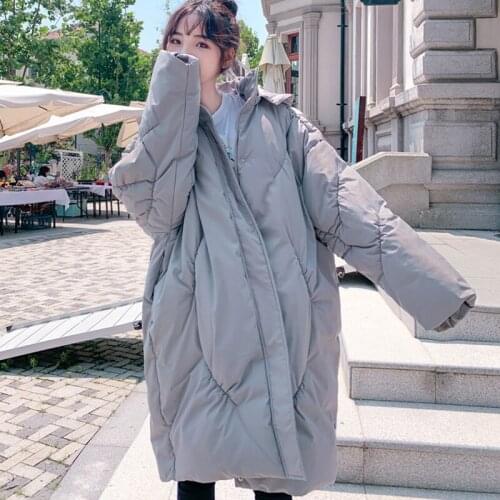 Quality Women Plus size Down cotton Jacket Female loose Long Cotton Jackets Winter coat Jackets black Hooded Warm Parka Overcoat