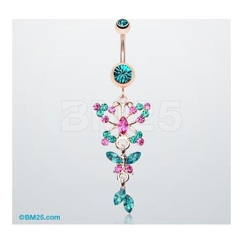 Hot Sale Butterfly Style Belly Bar Gem 316L Surgical Steel Navel Bell Button Ring for Women Girl 12pcs/lot