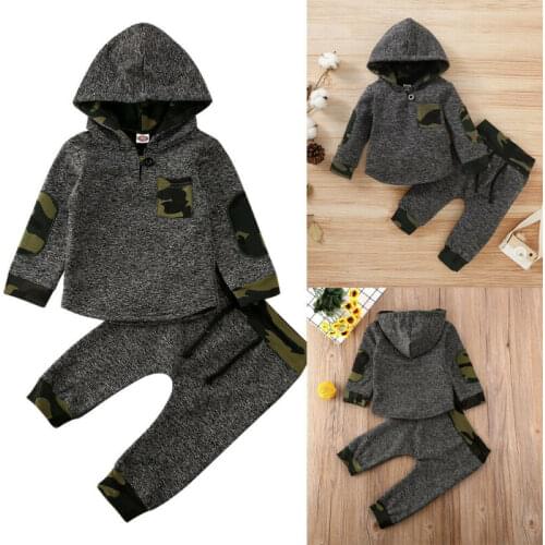 2020 Spring Autumn Clothing 3M-3T Toddler Kids Baby Boys Camo Hoodie Tops Pants Leggings Outfits Set Clothes