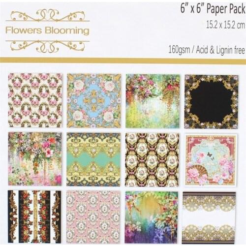 KSCRAFT 12pc Flowers Blooming Scrapbooking Pads Paper Origami Art Background Paper Card Making DIY Scrapbook Paper Craft