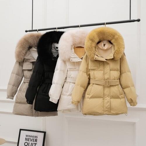SEDUTMO Winter Thick Warm Duck Down Jackets Women Tunic Long Fur Hooded Coat Autumn Casual Oversize Pocket Jacket ED1628