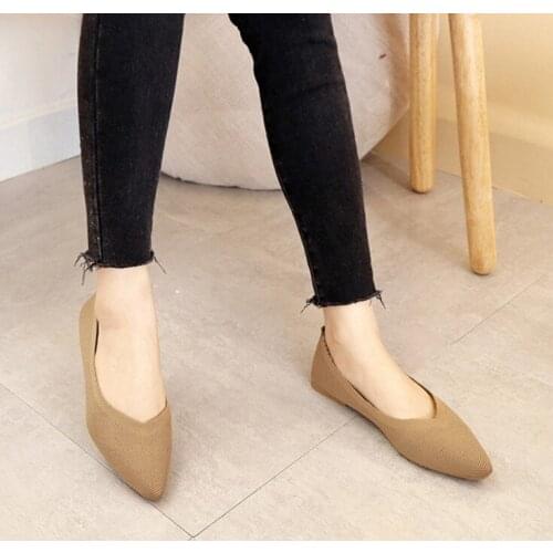 Maggies Walker Women Mesh Casual Shoes Fashion Knitted Pointed-toe Flats Woven Breathable Shoes More Patterns Size 35~40