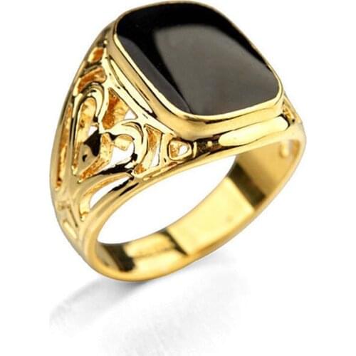 Trendy 3 Colors Hollow Carved Crystal Rings For Men Engagement Wedding Party Jewelry Male Ring Accessories Size 6-10