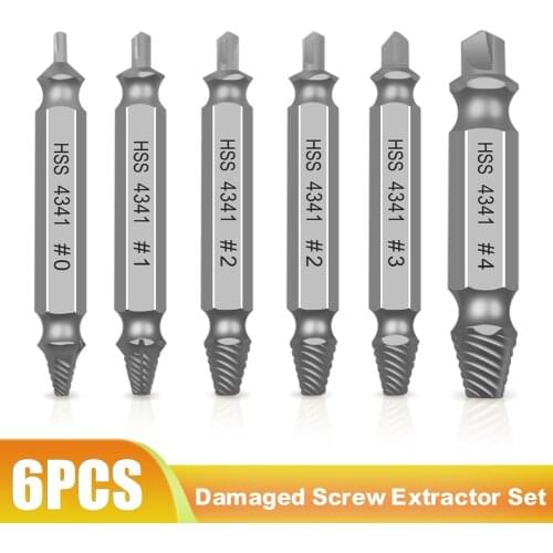 6Pcs Damaged Screw Extractor Speed Out Drill Bits Tool Set Broken Bolt RemoverExtractor Easily Take Out Demolition Home Tools