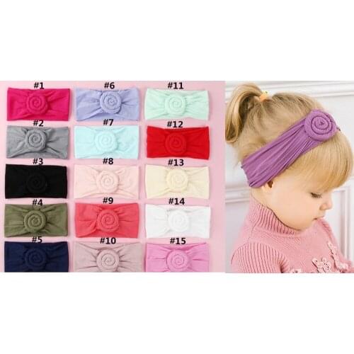 24pc/lot New Solid Nylon Headband Bow Headbands Kids Girls Hair Girls Knot Bow Nylon Headband Children Soft Cotton Headband