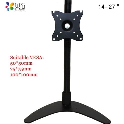 Single LCD Monitor Table Stand Floor Desk Monitor Mount Stand with Adjustable Tilt Swivel Rotation hold Screen 14" to 27"