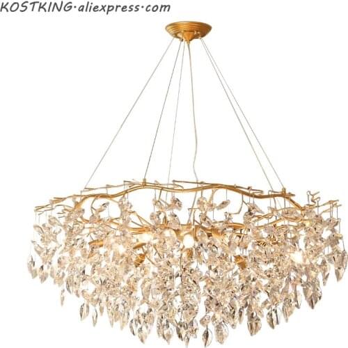 Luxury crystal light chandelier living lighting AC110V 220v lustre LED gold kroonluchter dinning room light fixture