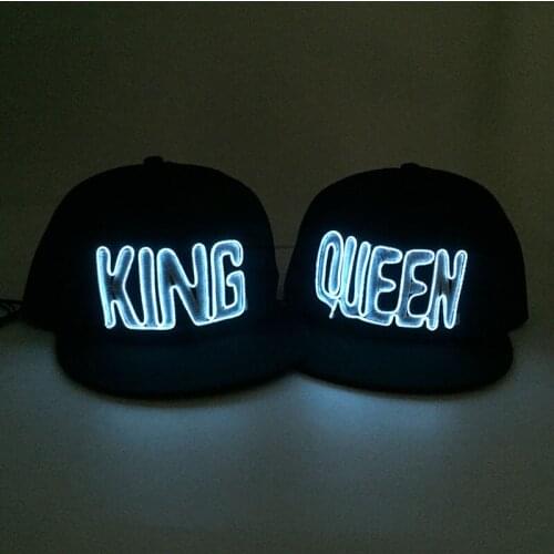 Luminous Logo Cap King And Queen Birthday Valentines Gift Lovers Embroidered Cap