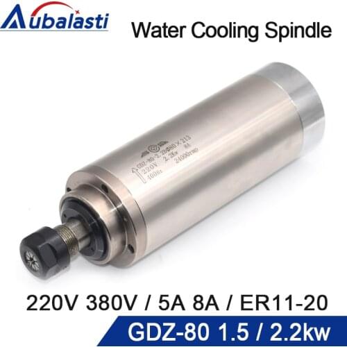 Water Cooling Spindle GDZ-80 1.5KW 2.2KW ER11 ER16 ER20 Voltage 220V 380V 5A 8A for CNC Router Machine
