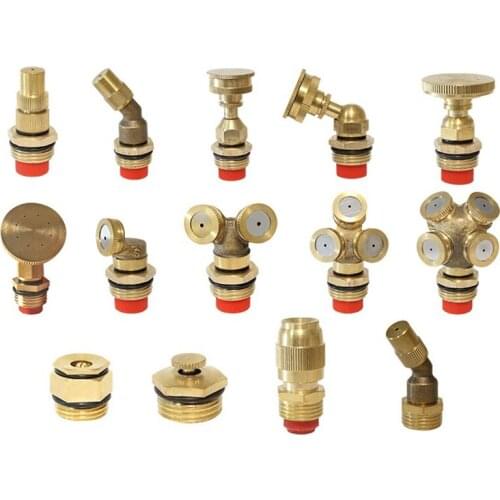 1/2" Misting Nozzle Brass Atomizing Spray Fitting Nebulizer Hose Connector Water Sprinkler Adjustable for Garden Lawn Irrigation