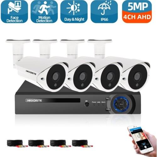 H.265 4CH 5.0MP AHD DVR Kit CCTV System 5MP Cameras IR Night Vision Vision Indoor Outdoor Waterproof Video Security Surveillance